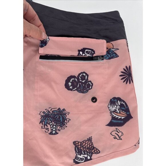 rabbit Shorts Womens MD Surf N Turf 4” Running Board Coral Cloud - Picture 7 of 14